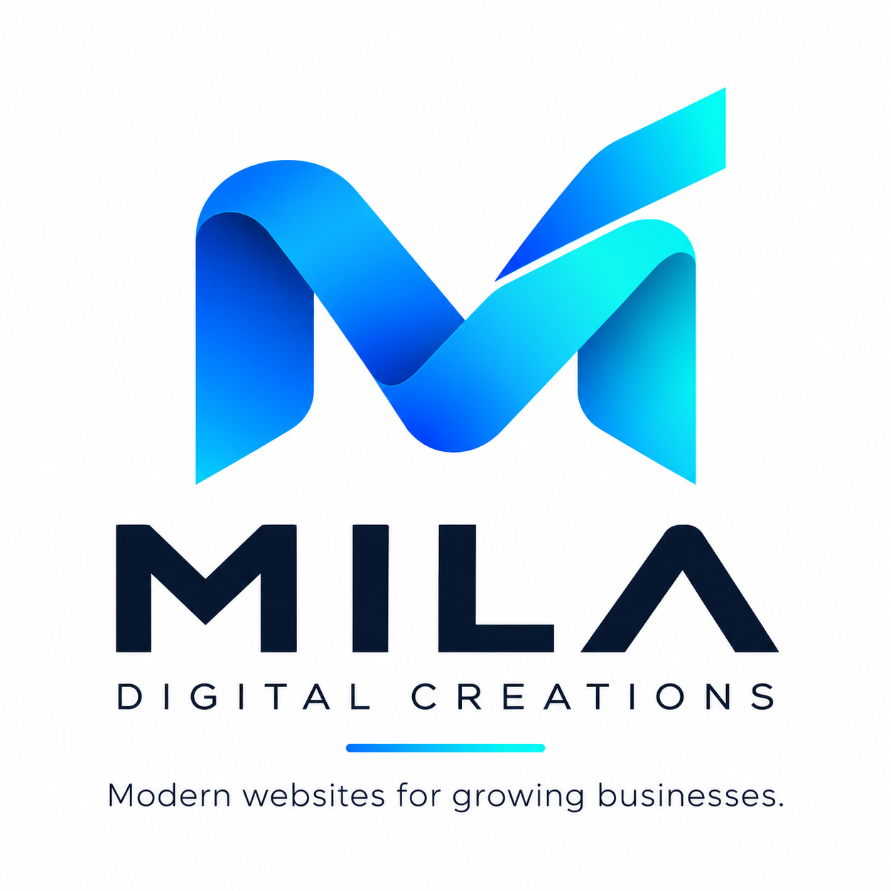 MILA Digital Creations logo: gradient M monogram above the MILA Digital Creations wordmark